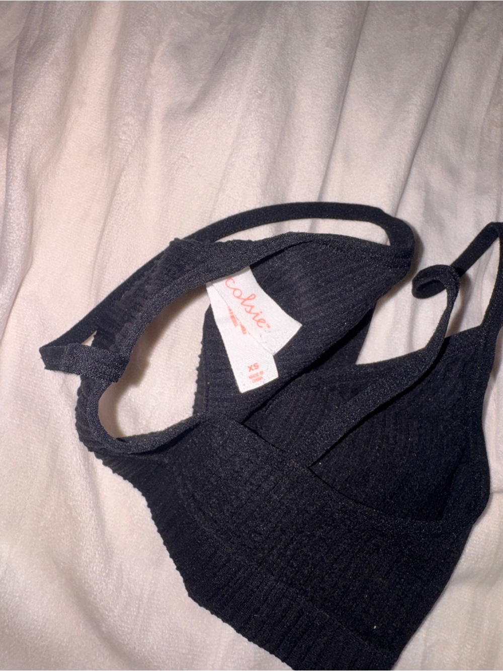 Black Ribbed Bralette - Picture 3 of 3